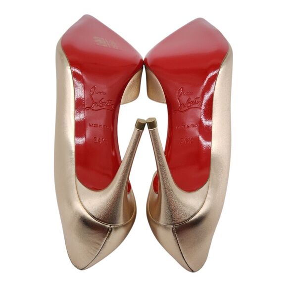 Christian Louboutin Iriza Pumps 85 - Metallic Leather - Gold - 34.5 4 US $845 - Picture 11 of 13